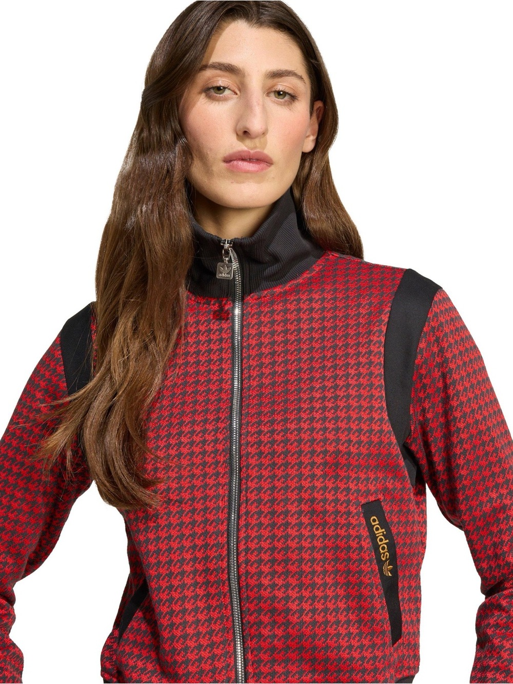 ADIDAS SLIM-FIT TRACK JACKET IN A CLASSIC HOUNDSTOOTH PRINT